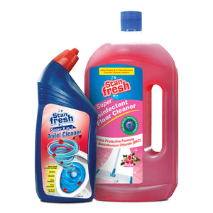 Stanfresh Super Disinfectant Floor Cleaner - Rose 1ltr & Toilet Cleaner - Rose 500ml - Stanvac Prime