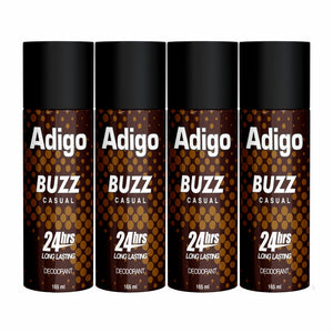 Adigo Buzz Casual Deodorant 165ml(Pack Of 4)