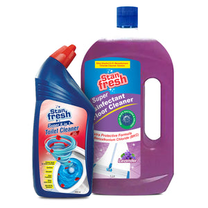 Stanfresh Super Disinfectant Floor Cleaner - Lavender 1ltr & Toilet Cleaner - Rose 500ml - Stanvac Prime
